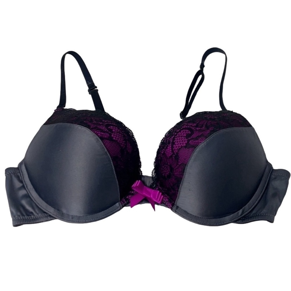 La Senza Lacey Grey, Black and Oink Push Up Bra size A36